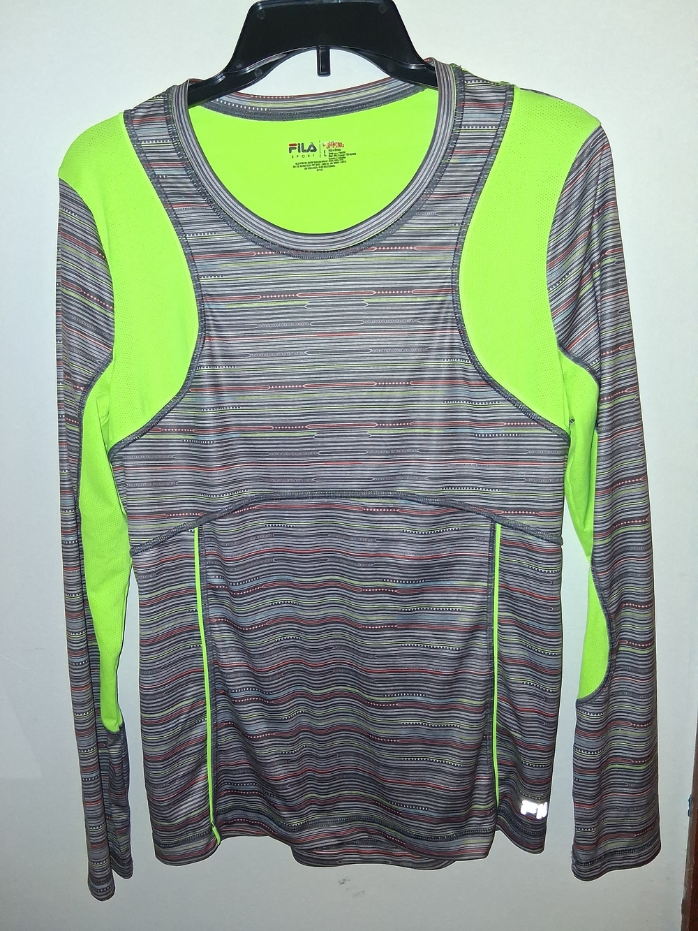 FILA Women’s Neon Green & Gray Performance Long Sleeve Top